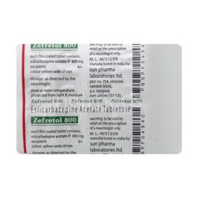 Eslicarbazepine Acetate 800mg Tablet Zefretol